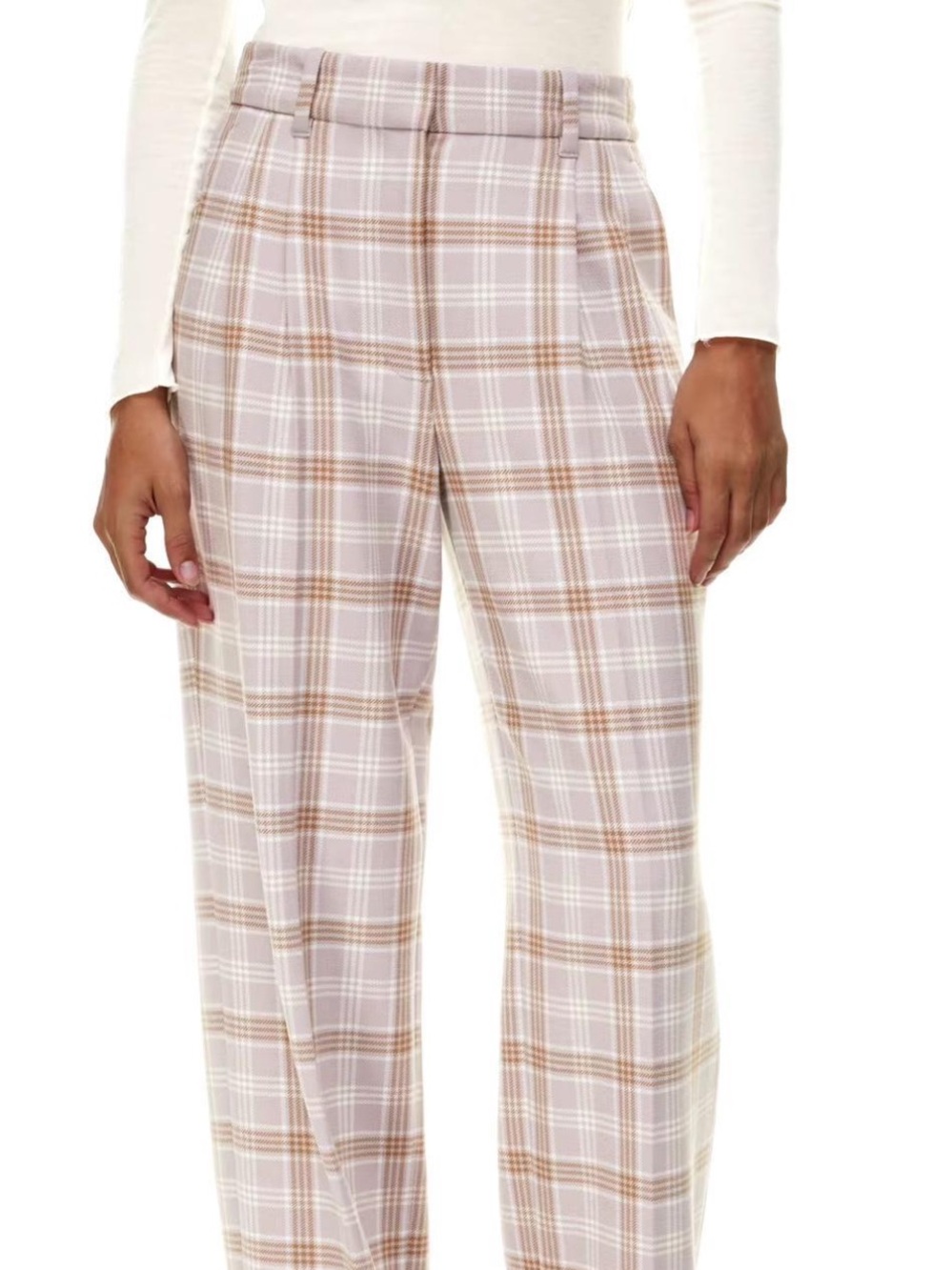 Aritzia Wilfred The Effortless Plaid Wool Blend  Pleated Wide Leg Pants, Size 16